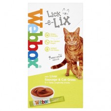 Webbox Lick-e-Lix Yoghurty Liver Sausage with Cat Grass 15g x 5s (3 Packs), 2446 (3 Packs), cat Treats, Webbox, cat Food, catsmart, Food, Treats
